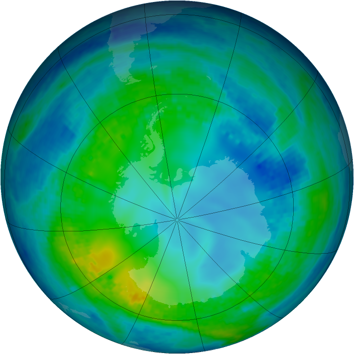 Antarctic ozone map for 09 May 2004